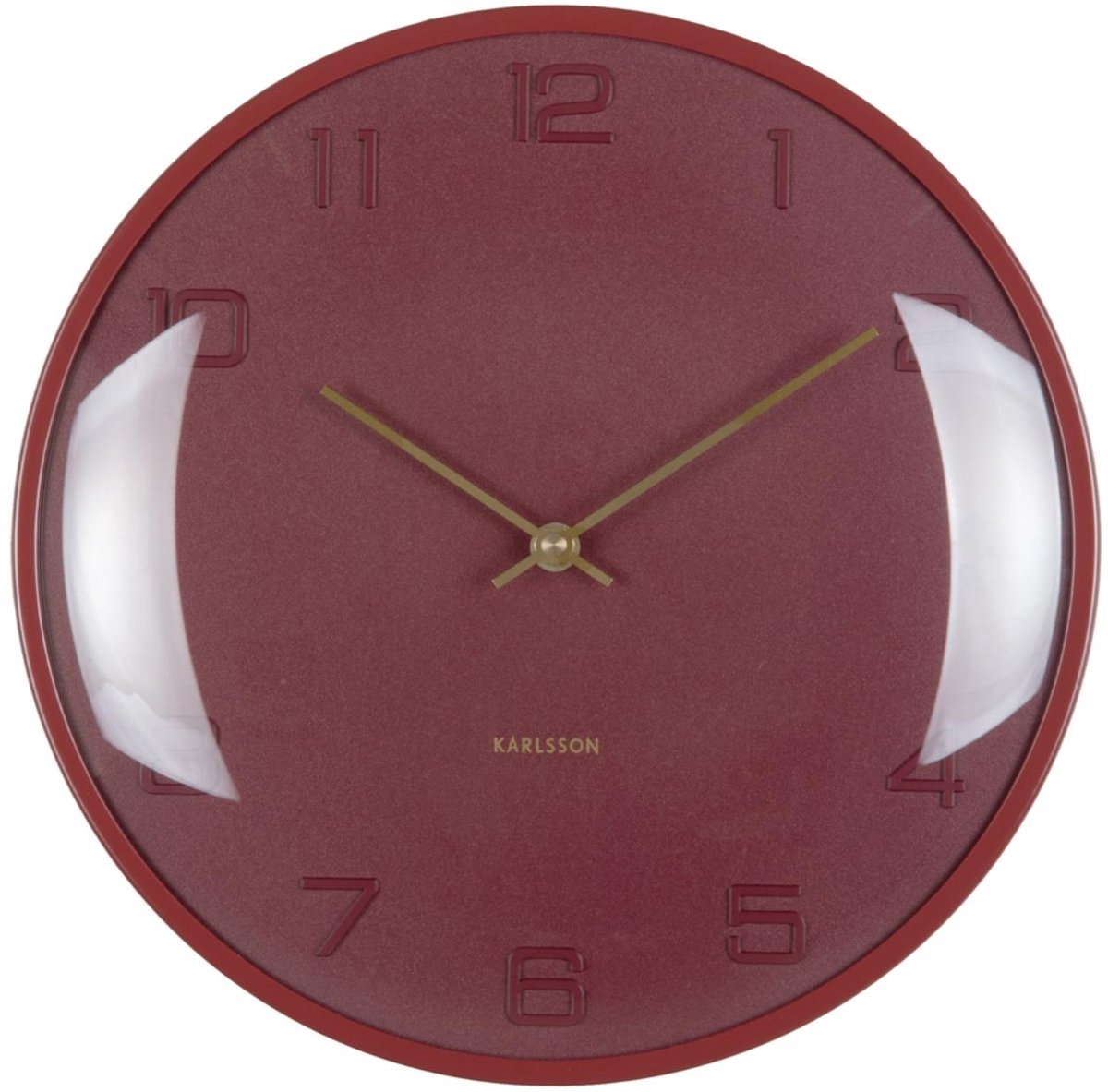 Karlsson Wandklok Fuerte Dome - Rood - 30.5x30.5x30.5cm - Wandklok Modern