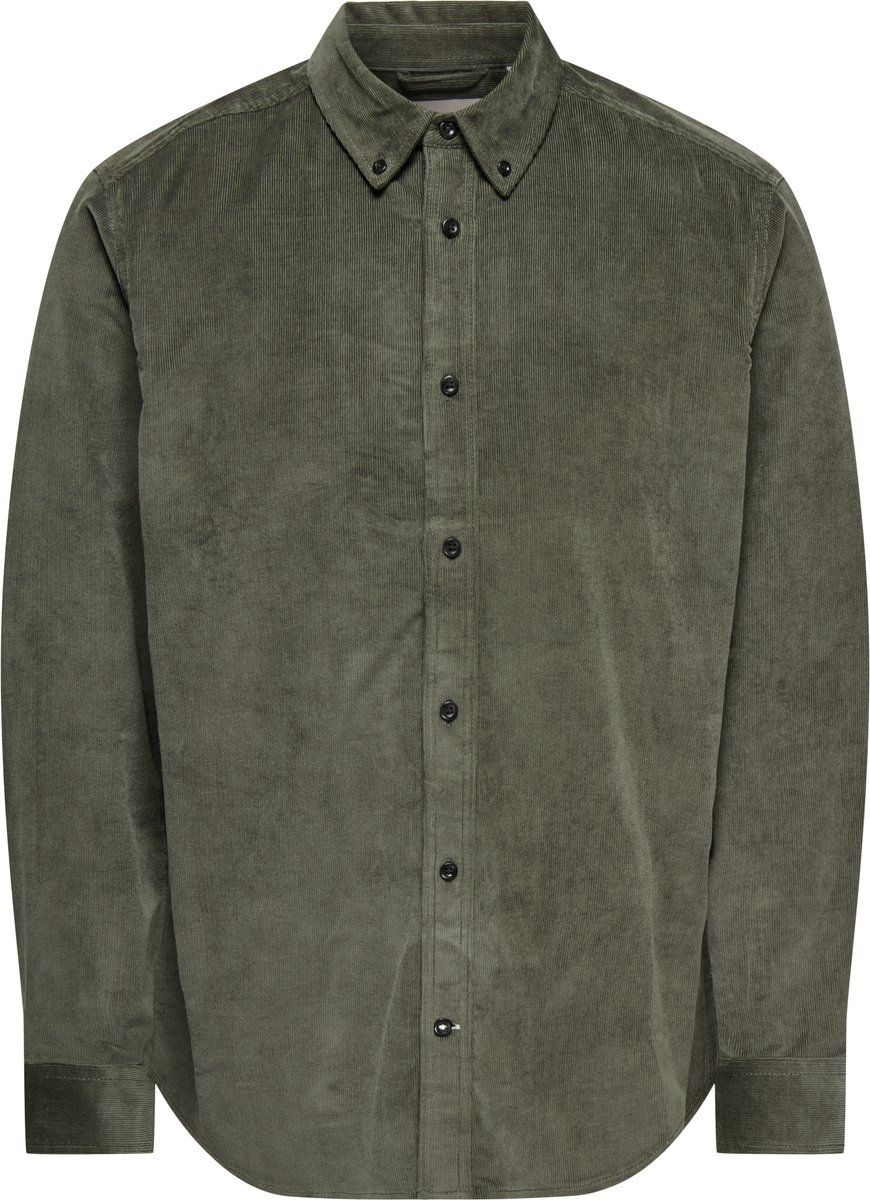 Only & Sons Overhemd Onsmichael 18w Reg Cord Stretch Ls 22029764 Castor Gray Mannen Maat - L