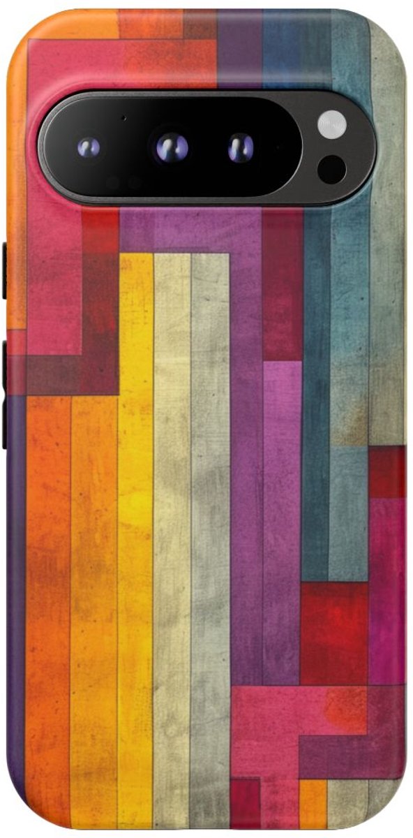 Kleurrijk Geometrisch Abstract Patroon – Telefoonhoesje Geschikt voor Google Pixel 9 Pro