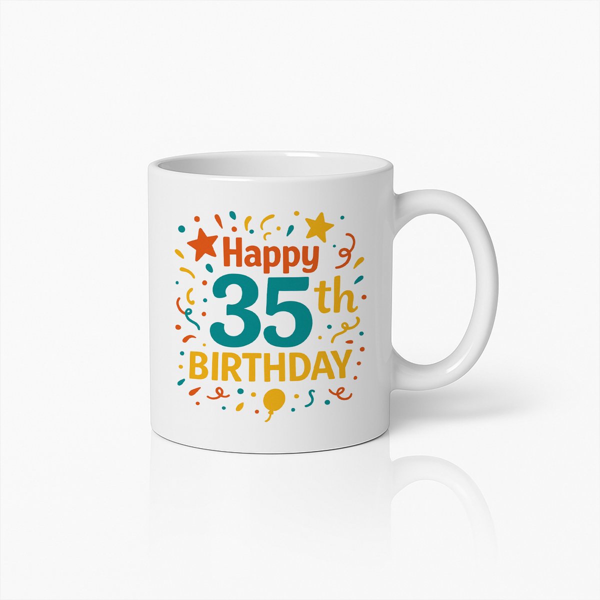 330ml Gelukkige 35ste Verjaardag Mok Kleurrijke Viering Koffiebeker