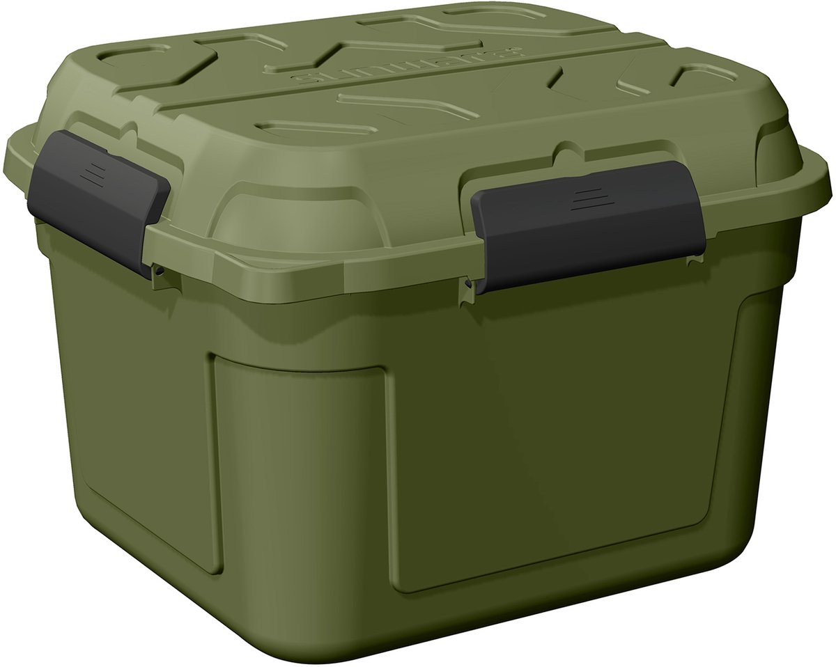 Sunware - Q-line Tuinbox - Opbergbox Tuin - Opbergbox Buiten - Waterdicht - 90L - Groen Zwart - 601 x 531 x 425 cm