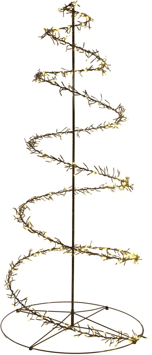 Anna's Collection LED kerstboom spiraal - zwart - 160 cm - metaal - 684 led lichtjes - warm wit - verlichte swirl kerstboom