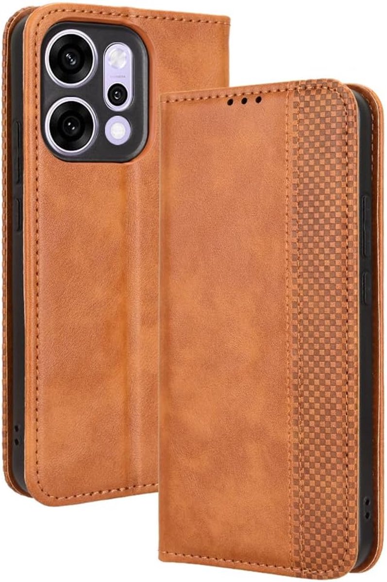 Zandarix Geschikt voor Oppo Reno 14 - Magnetic - Wallet Flip - Kickstand - Kaartvakken - Book Case Hoesje - Bruin