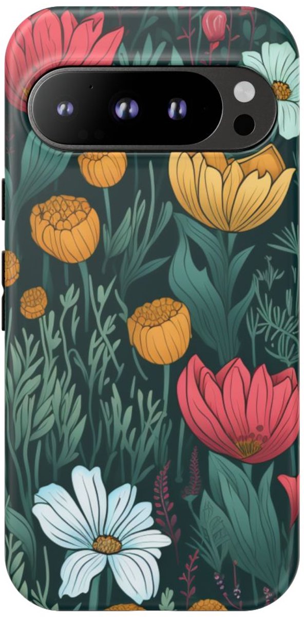 Kleurrijk Bloemenpatroon – Telefoonhoesje Geschikt voor Google Pixel 9 Pro