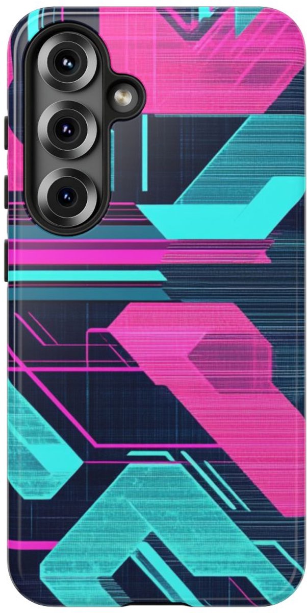 Fel Geometrisch Neonpatroon – Telefoonhoesje Geschikt voor Samsung Galaxy S25