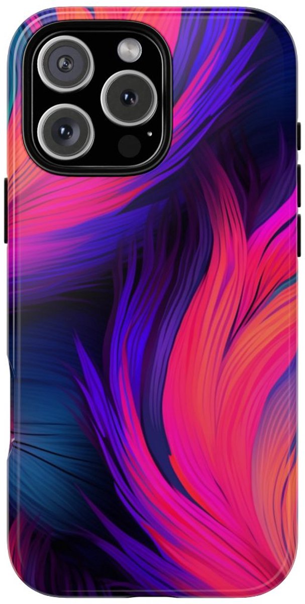 Levendige Neon Abstracte Stroom – Telefoonhoesje Geschikt voor iPhone 16 Pro Max
