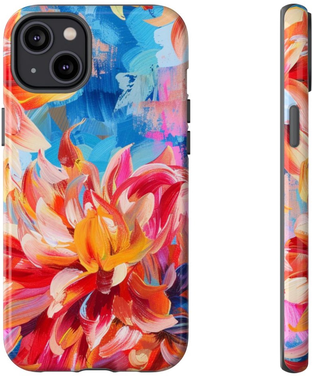Levendig Abstract Bloemenpatroon – Telefoonhoesje Geschikt voor iPhone 14 Plus