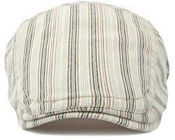 Flatcap Heren – Gestreept Beige – Ademend Katoen – Vintage Newsboy Stijl