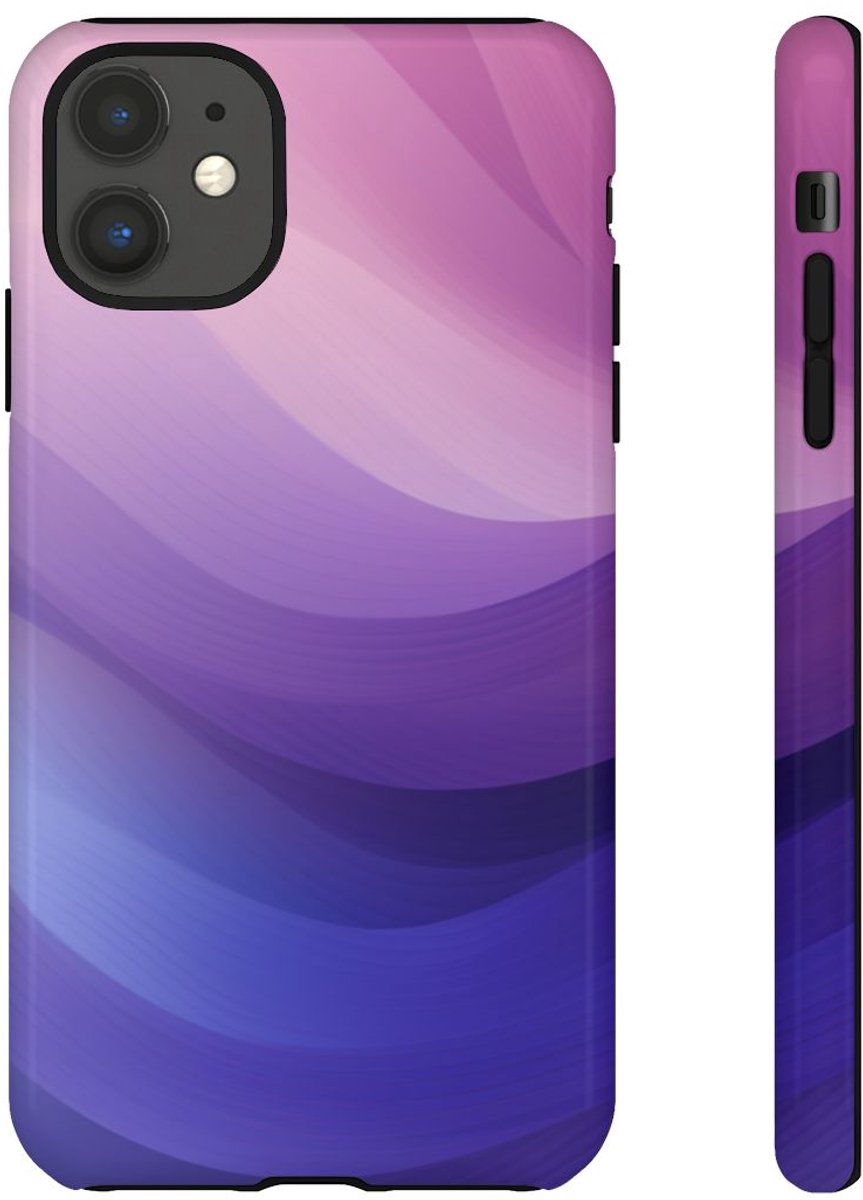 Paarse Gradient Abstracte Golven – Telefoonhoesje Geschikt voor iPhone 11