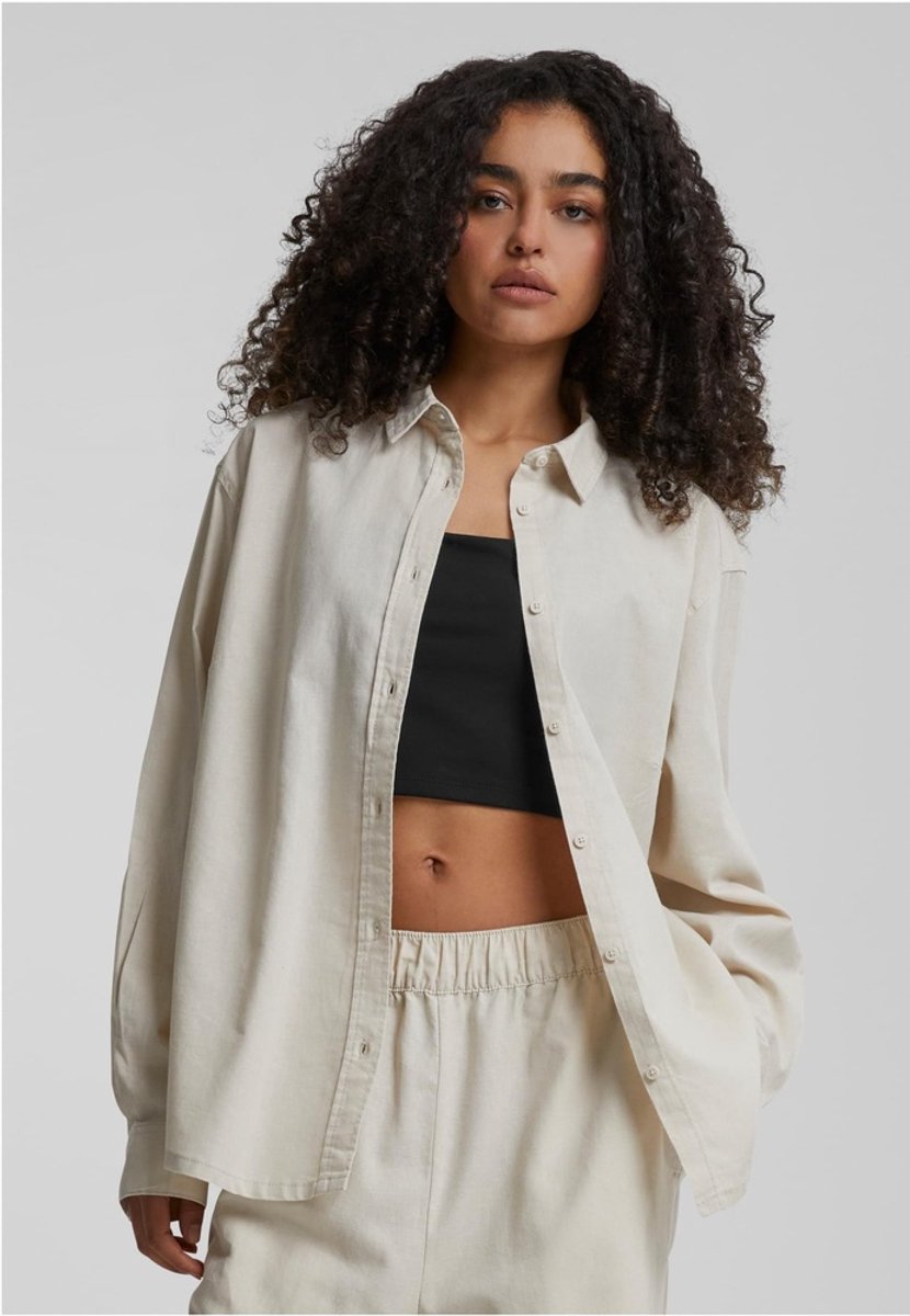 Urban Classics Linen Mixed Oversized Blouse 3XL Groen