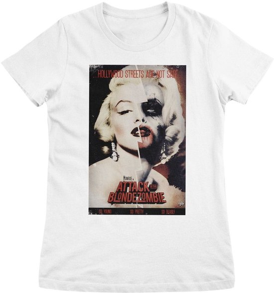 Marilyn Monroe Dames-T-shirt 'In Attack Of The Blon' met zombie-print, model Girly, RD-5-MM002-DTG