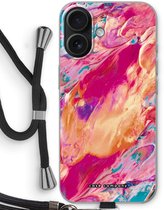 Case Company® - Hoesje met koord geschikt voor iPhone 16 hoesje met Koord - Pastel Echoes - Telefoonhoesje met Zwart Koord - Bescherming aan alle Kanten en Over de Schermrand