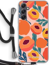 Case Company® - Coque Samsung Galaxy A34 avec cordon - Pêche - Coque de téléphone avec cordon Zwart - Protection sur tous les côtés et sur le bord de l'écran