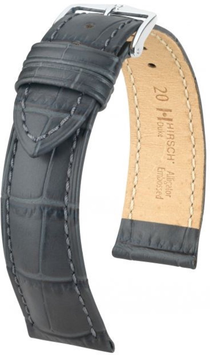 Hirsch Horlogeband - Duke Grijs - Leer - 18mm