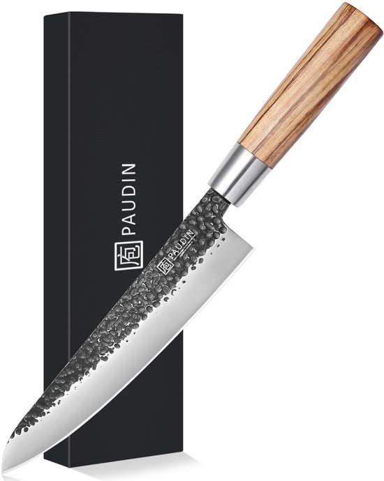 PAUDIN HB4 - Koksmes - Vlijmscherp Japans Keukenmes - 20 cm Lemmet - Handvat van Zebranohout