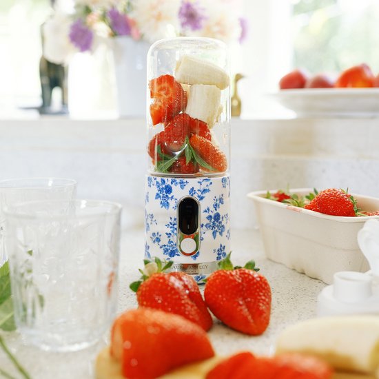 Laura Ashley - 100-watt draagbare smoothiemaker met 450ml beker en USB-oplaadfunctie - China Roos - ByVQ van Merkloos — afbeelding 3