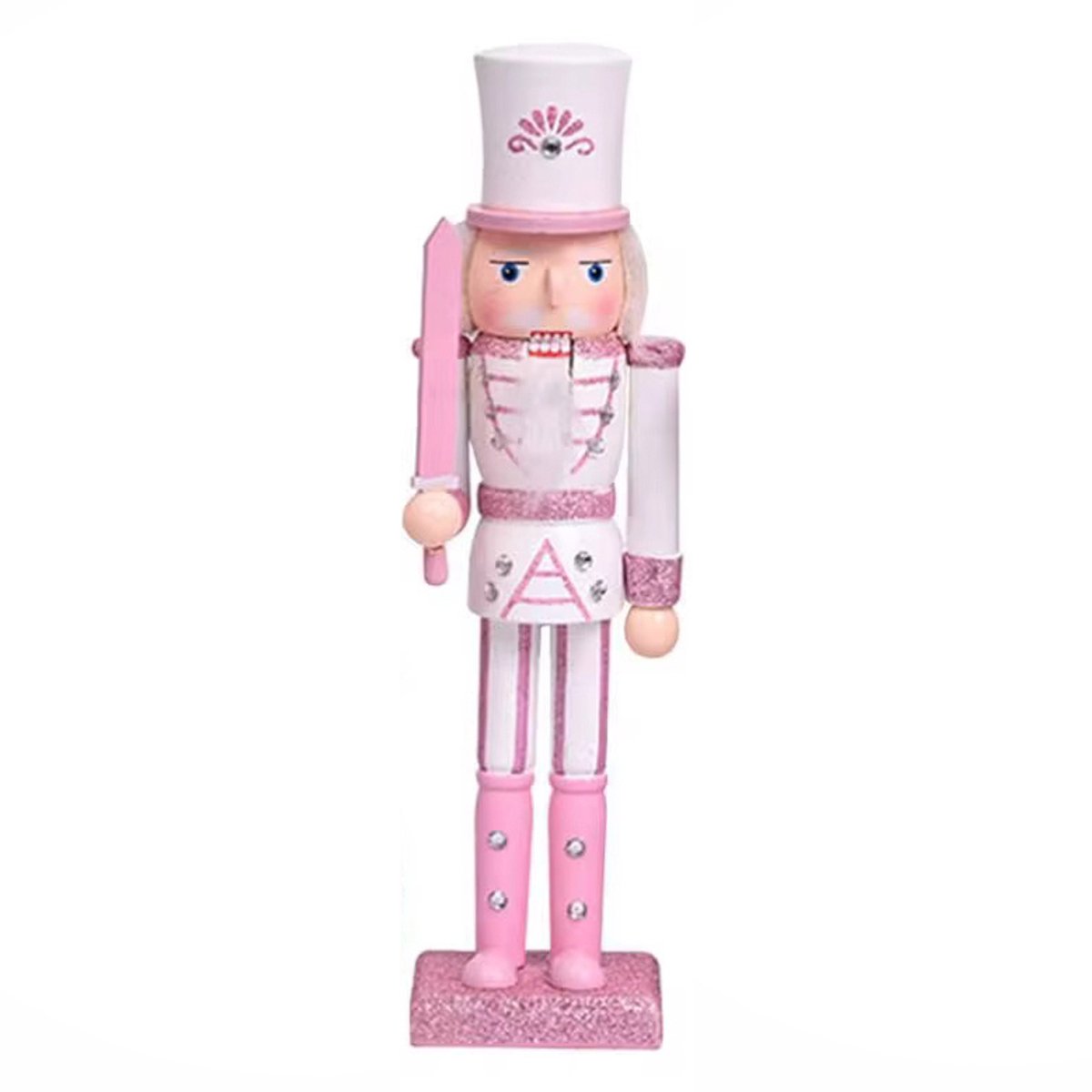 Kerstdecoratie Nutcracker / Notenkraker 30 cm roze / glitter Model 3
