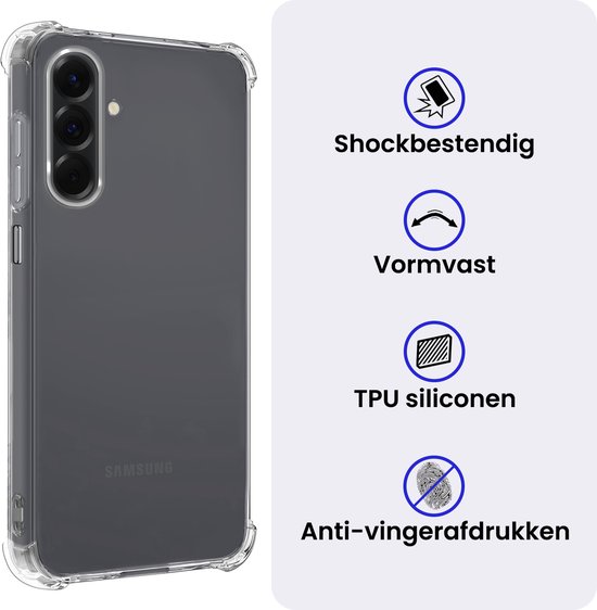 Transparante TPU siliconen hoes voor Samsung telefoon, schokbestendig, vormvast en anti-vingerafdruk.