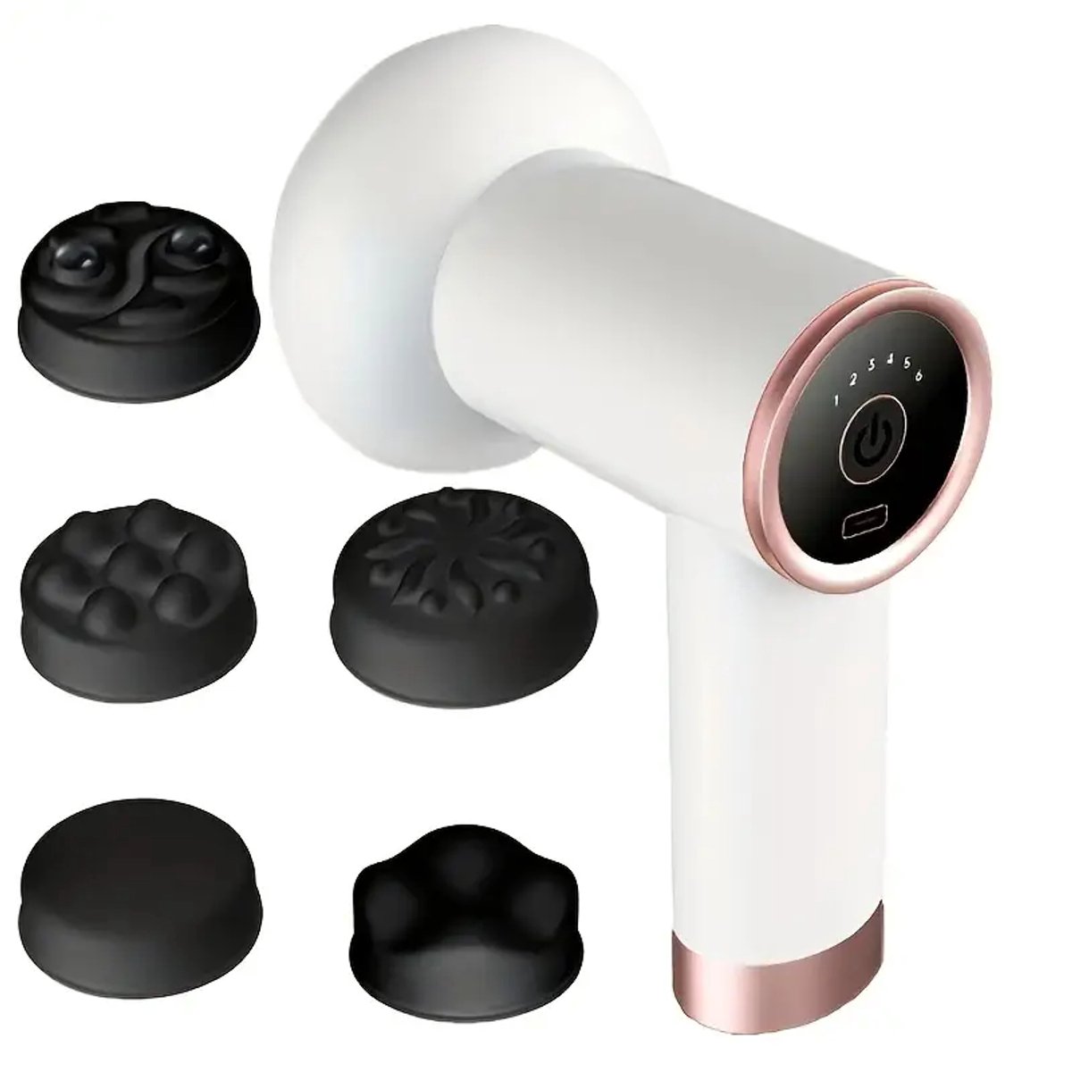 Elektrische krachtige vibratie-fascia-gun, sportfitness, spiermassage-gun, USB Type-C oplaadbare kleine massage-apparaat met 5 massagekoppen