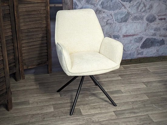 Chaise de salle à manger MCW-G67, chaise de cuisine, chaise avec accoudoirs, pivotante, position automatique, chenille, Oeko-Tex MVG ~ jaune moutarde