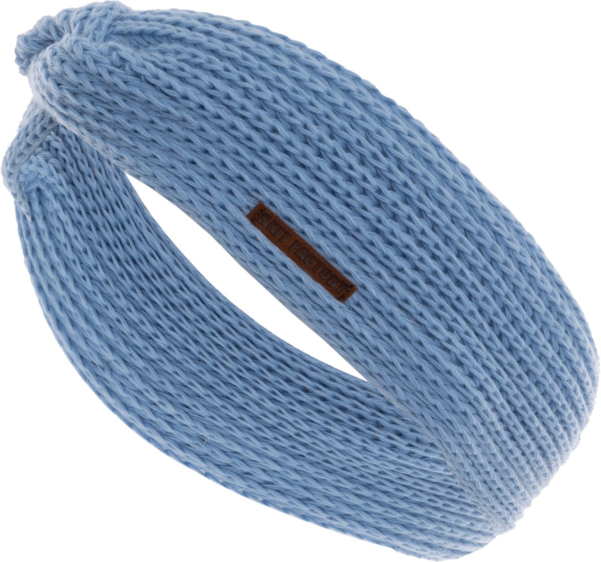 Knit Factory Joy Gebreide Dames Hoofdband - Haarband - Oorwarmers dames - Hoofdwarmer vrouwen - Hoofdband winter - Crystal Blue - Licht Blauw - One Size
