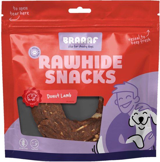 Braaaf Donut Hondensnack Lam &Vis 10-12 cm - 10 x 115 gr - Voordeelverpakking