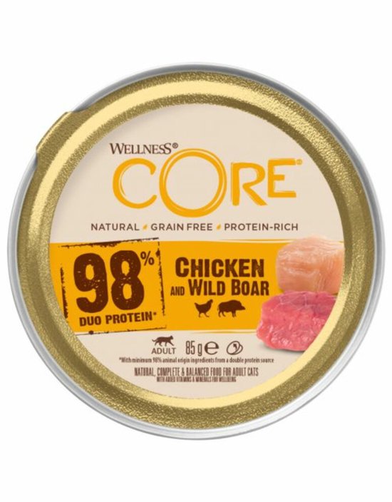 Wellness Core Kattenvoer 98% Recipe Kip - Zwijn - 12 x 85 gr - Voordeelverpakking