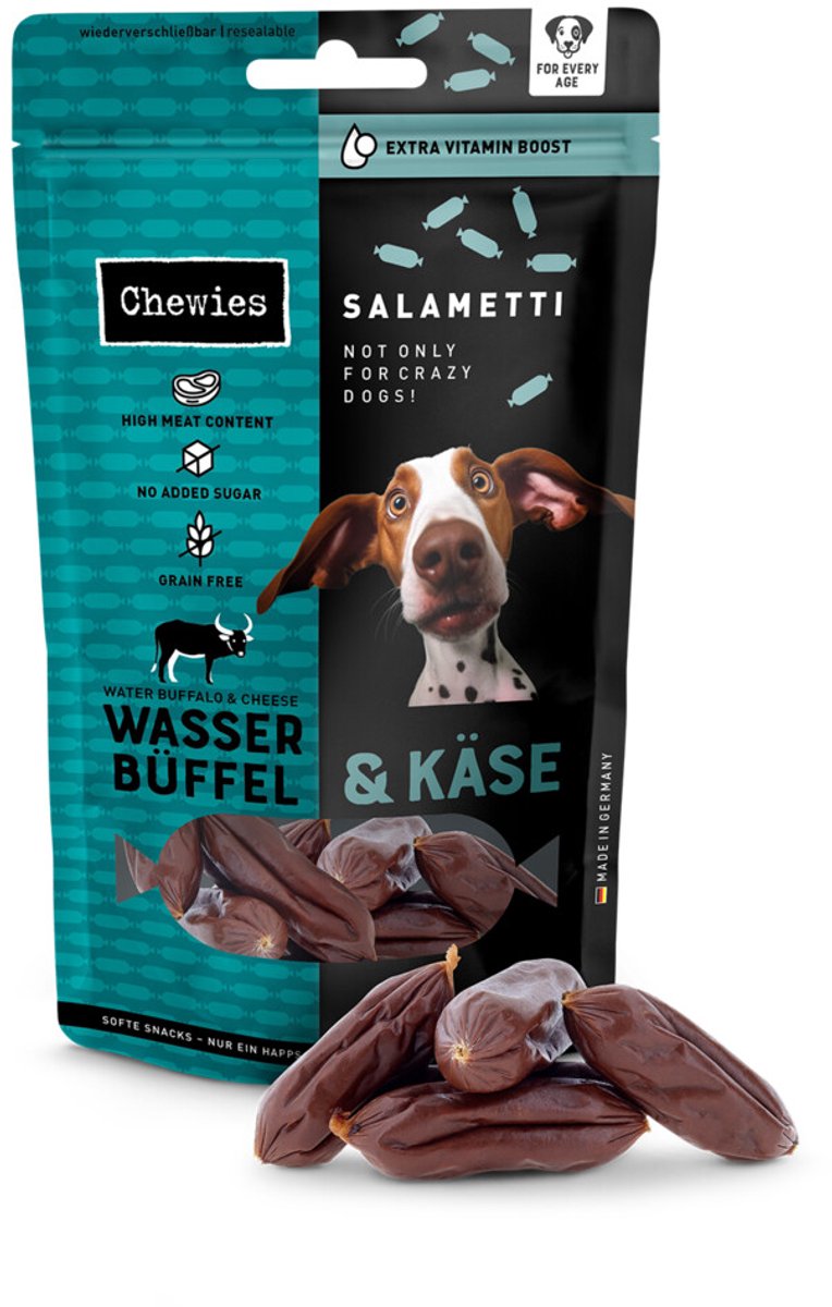 Chewies Salametti Hondensnack Waterbuffel & Kaas - 200 gr
