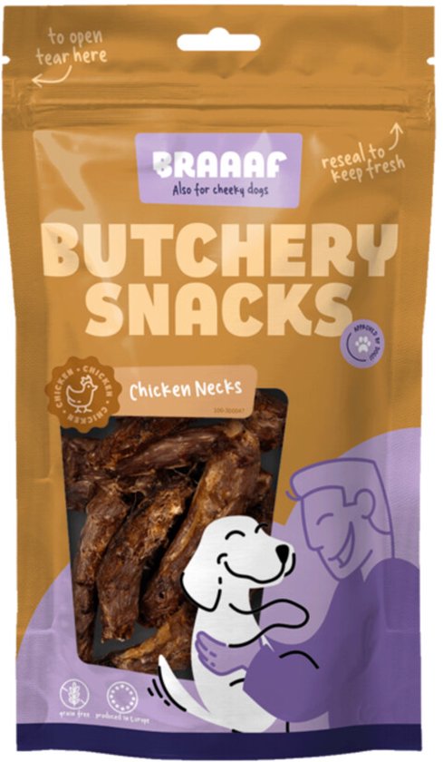 Braaaf Butchery Chicken Necks Hondensnack - 125 gr