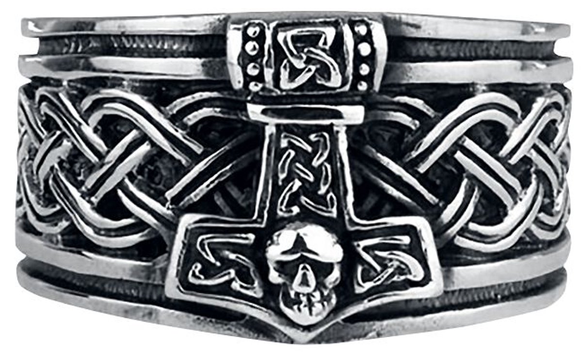 etnox Thors Hammer Heren Ring - zilverkleurig - L