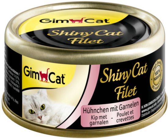 Gimpet ShinyCat - Kip/Garnaal - Kattenvoer - 24 x 70 g