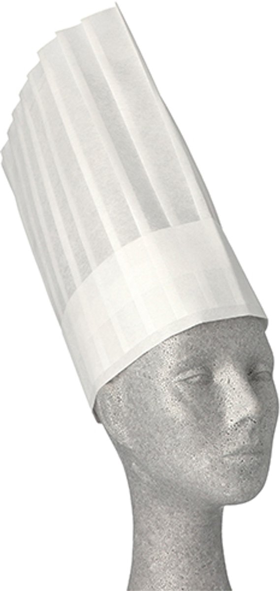 5 "WORK-INN/-PS" Koksmuts, nonwoven 30 cm x 28 cm wit "Toskana" verstelbaar, passende plooien