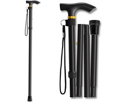 Wandelstok - Verstelbaar en opvouwbaar - 85-95 cm - Wandelstok - Unisex - Ergonomische handgreep - Antislip - Sterk en duurzaam - Opvouwbare stok - Lichtgewicht en draagbaar - Zwart