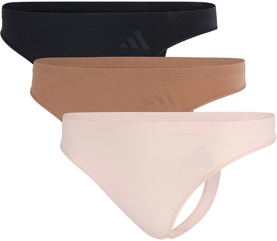 Adidas - Sport Active Seamless - Packaged Panties - String (3PK) - Onderbroek Dames - zwart, beige roze