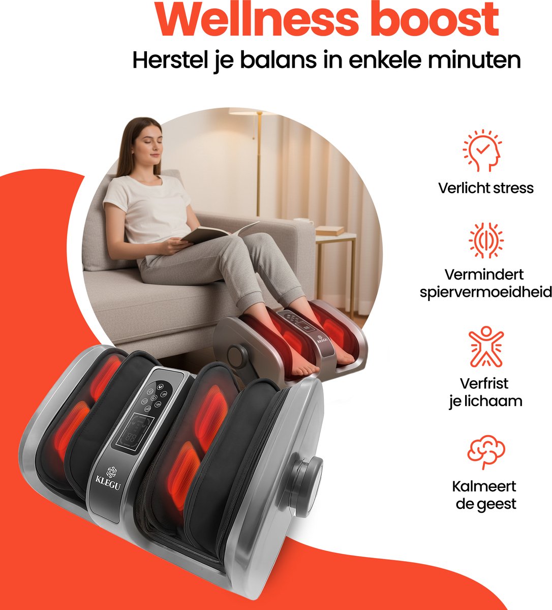 Shiatsu voetmassage apparaat met luchtcompressie- voet & kuitmassage - massage - massage apparaat voor bloedsomloop en bloedcirculatie - foot massager - afstandsbediening thumbnail 4