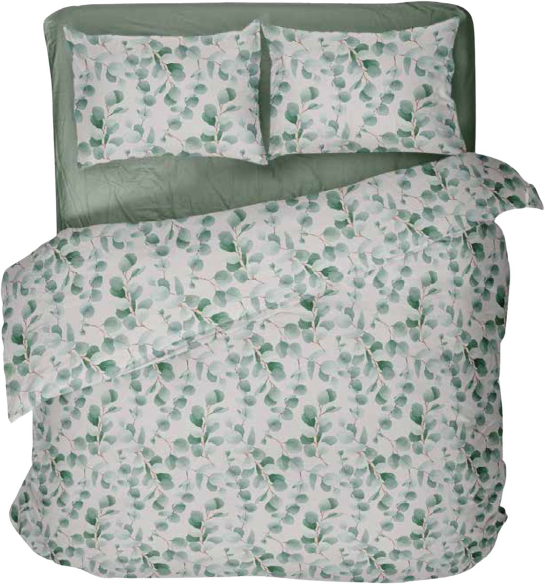 Ten Cate Lits-Jumeaux Dekbedovertrek 240x200 - 100% Katoen - Eucalyptus All Over - 240x200/220 cm