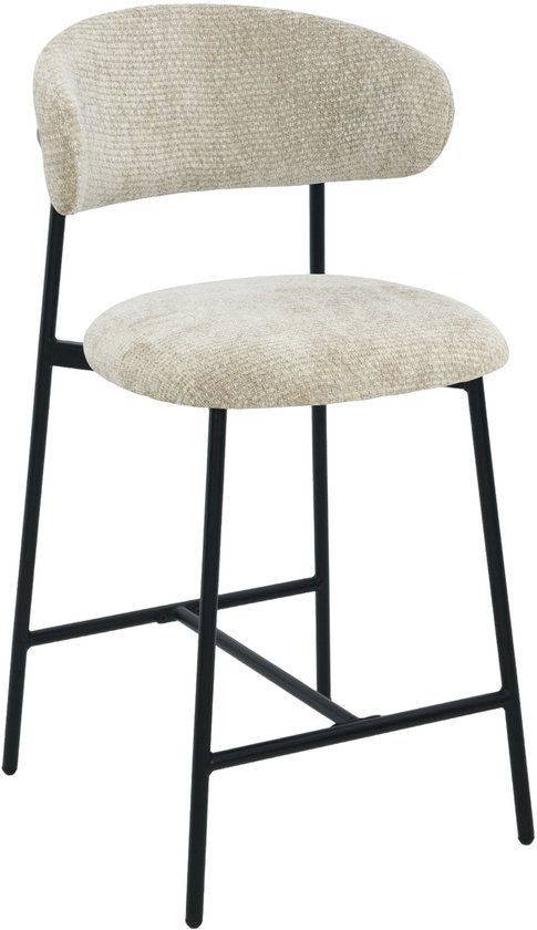 Usuals - Tabouret de bar Kiara - Tissu - Beige - Hauteur d'assise 65 cm x Largeur d'assise 45 cm - Tabouret de bar Vintage
