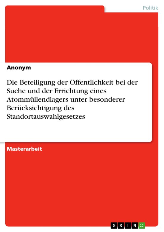 Die Beteiligung der Öffentlichkeit bei der Suche und der Er ... - cover