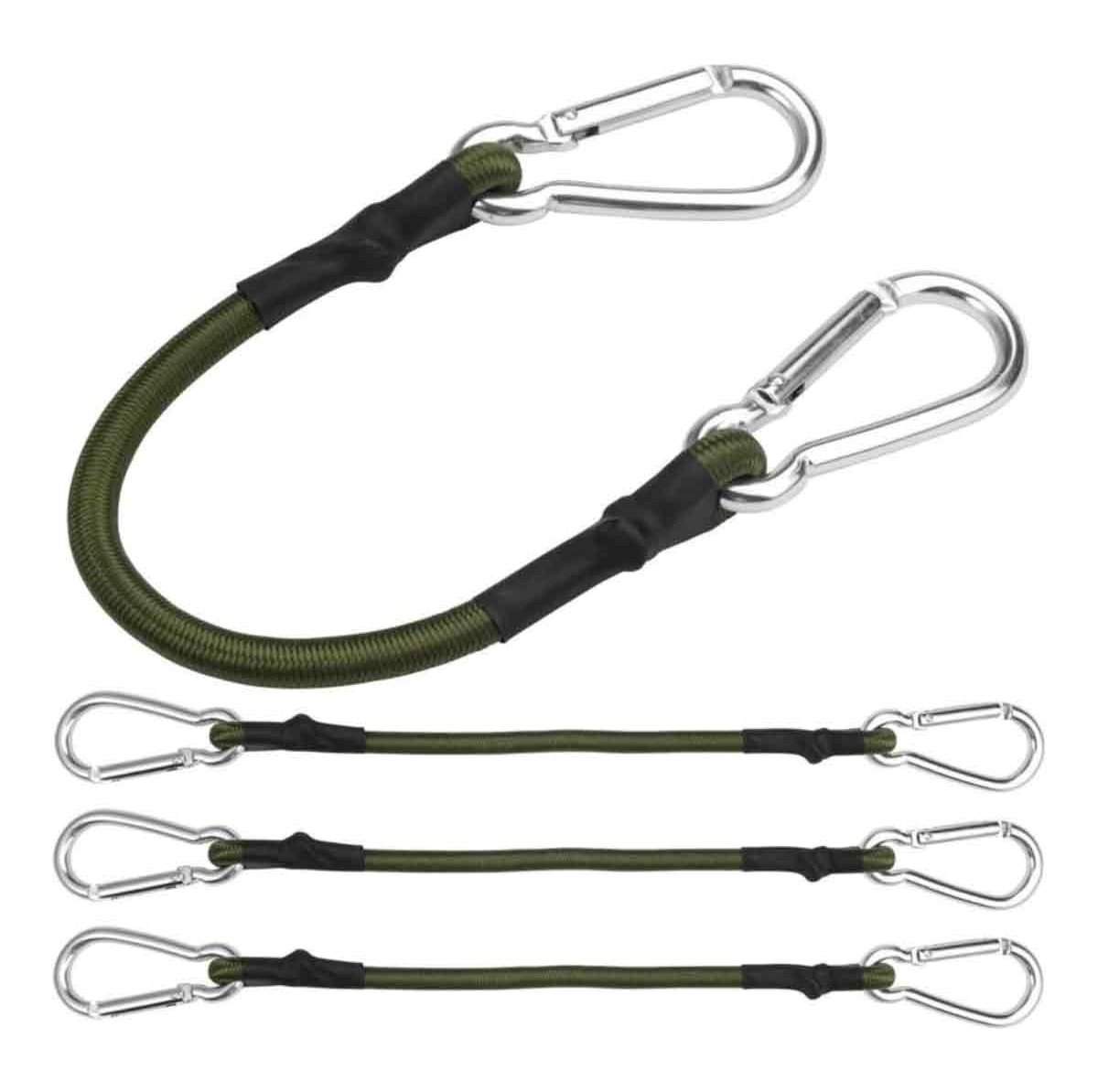 EXCITAT Karabijnhaakspanner van rubber - met veerhaakverlenger - bagagespanner - Geschikt voor luifels, zeilen, tuin, fietsen, auto's, vracht - zwart - 30 cm - 4 stuks