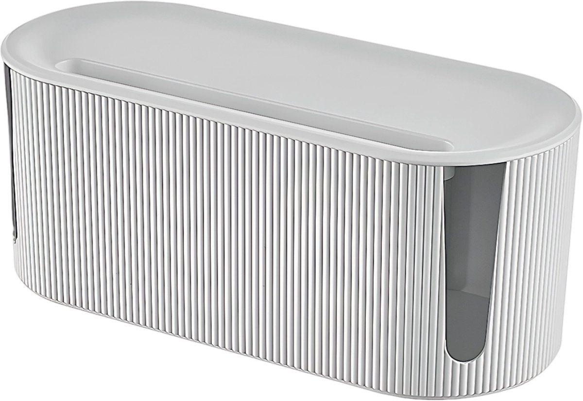 Peysaitr - Kabelbox Organizer - Opberg Stekkerdoos - Met kaartsleufklepje en ventilatieopeningen - Desk Organizer - 31x13.5x12.5cm - Wit - 1 stuk
