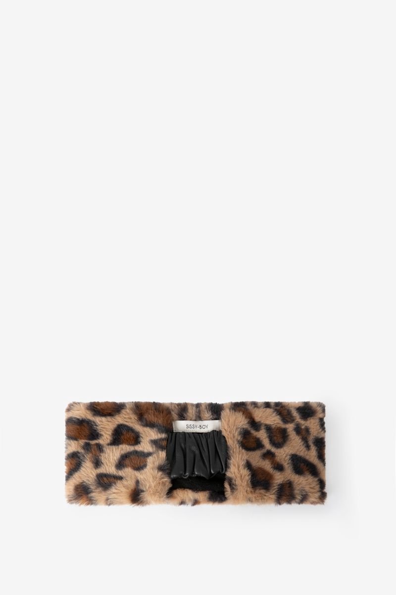 Sissy-Boy - Bruine faux fur haarband leopard print