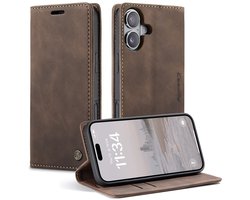 CaseMe Hoesje - Geschikt voor iPhone 16 Hoesje - CaseMe 013 Book Case - Donkerbruin