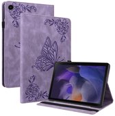 Coverup Tablethoes geschikt voor Samsung Galaxy Tab A11 Plus Hoesje - Vlinder & Bloemen Book Case - Paars