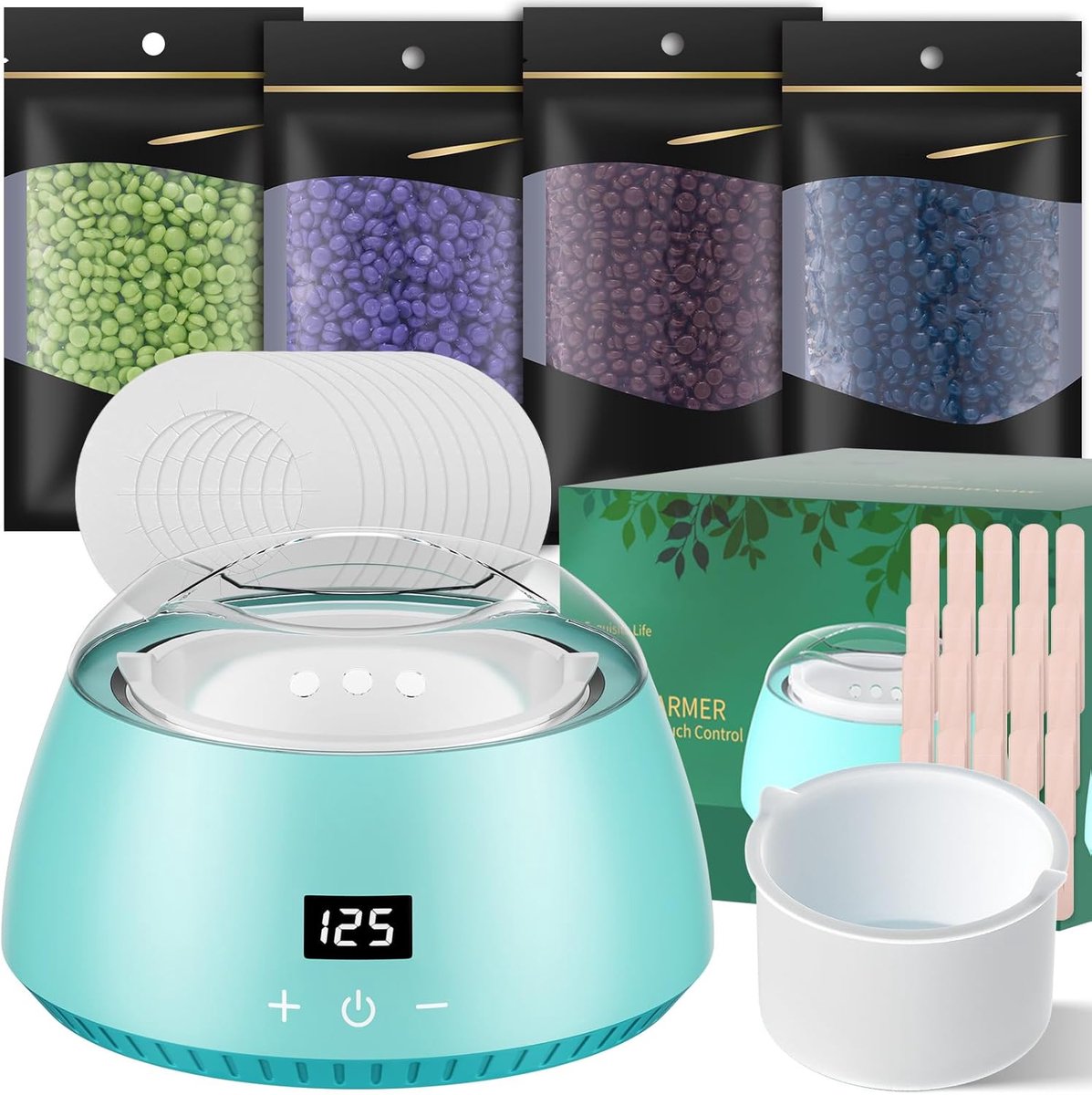 Waxverwarmer Set met LCD-Display en Siliconen Schaaltje - Complete Waxing Kit voor Thuis