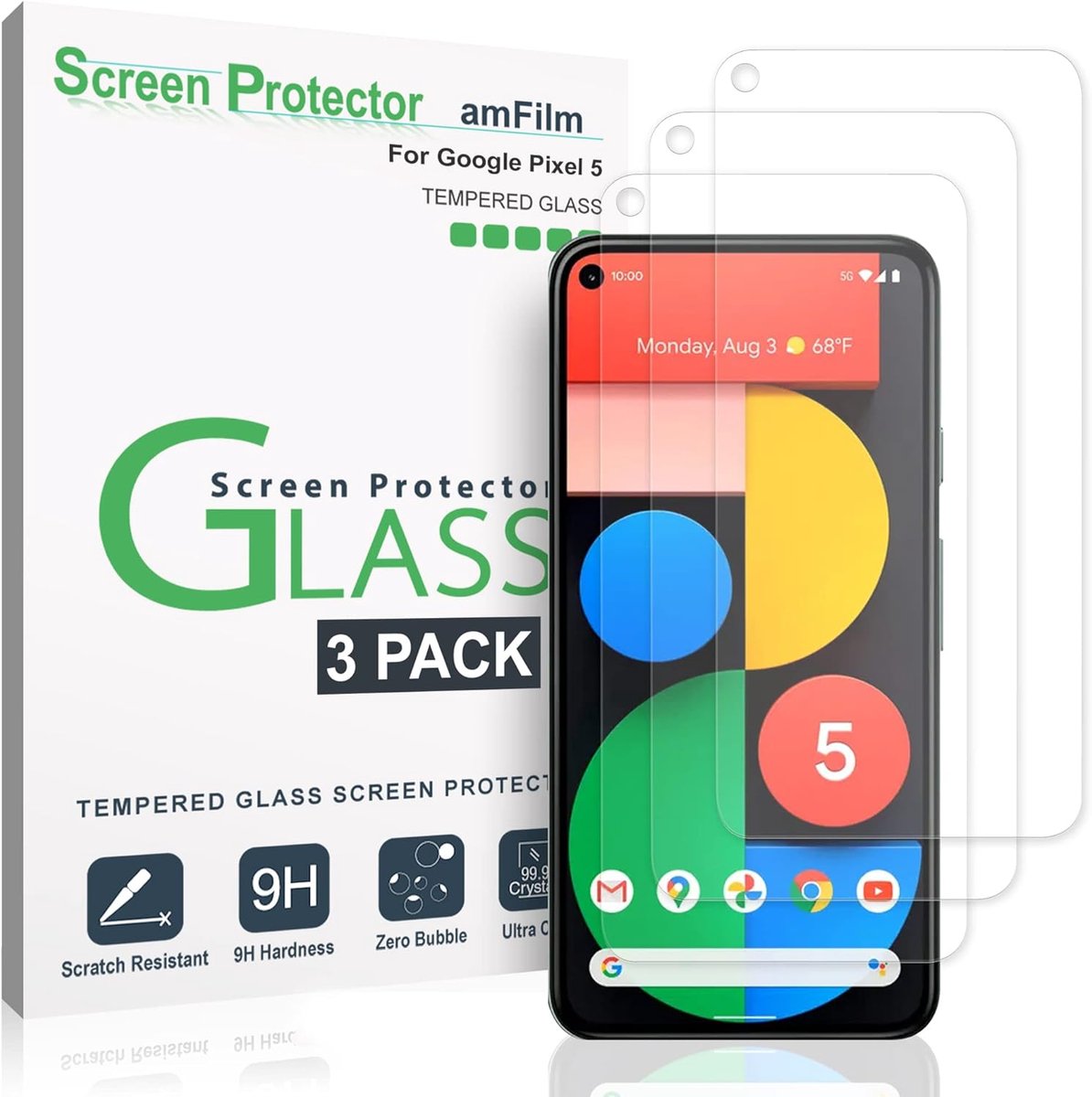 Gehard Glas Beschermfolie voor Pixel 5 - Kogelvrij en Krasbestendig 3 Stuks