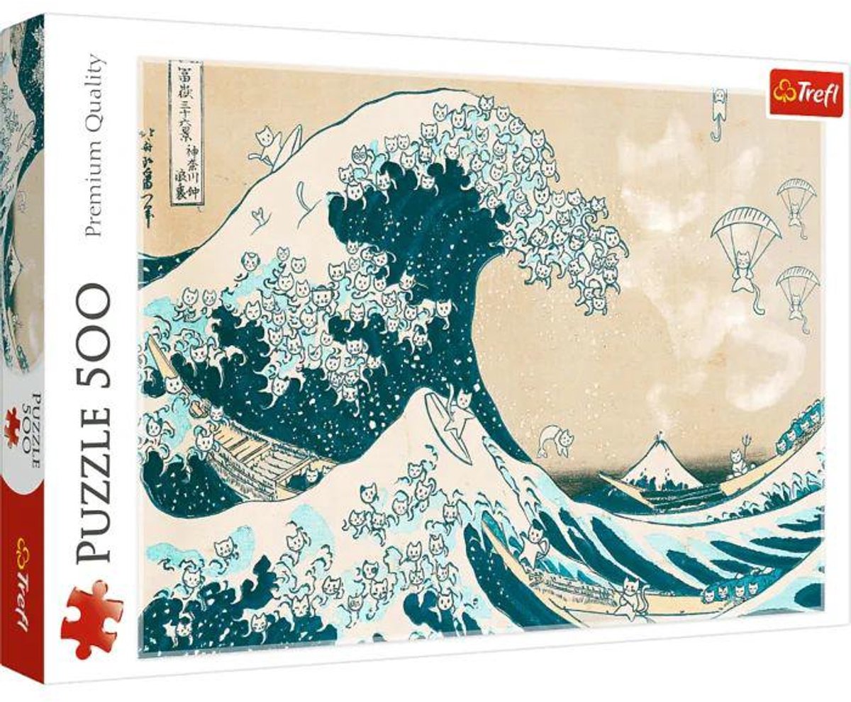 Puzzel Grote kattengolf 500 stukjes - Puzzle Wielka kocia fala 500