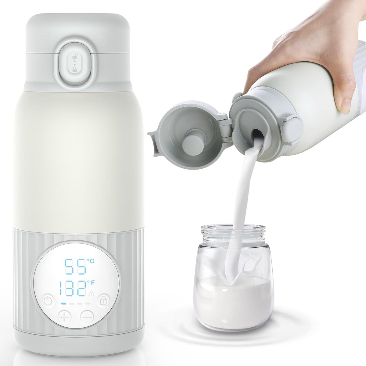 Draagbare Flessenwarmer voor Baby's - Snel en Efficiënt Verwarmen, 380 ml, Draadloos en Lekvrij
