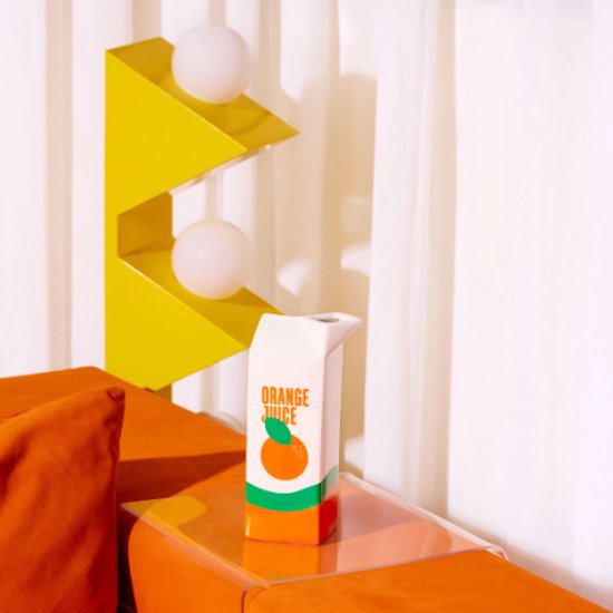 Vase Fluid Market 8x8x23cm jus d'orange blanc / orange