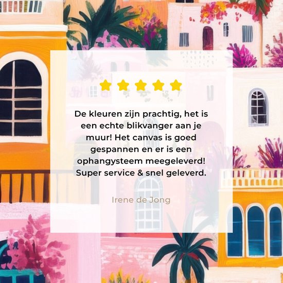 Canvas schilderij 80x60 cm - Exclusieve wanddecoratie Kleurrijk - Roze - Oranje - Geel - Bloemen - Muurdecoratie woonkamer - Slaapkamer decoratie - Kamer accessoires - Schilderijen op canvas - Eclectisch - Aesthetic room decor