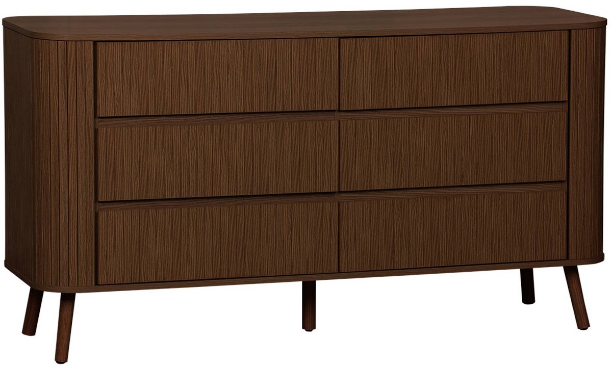 sweeek - Scandinavisch dressoir gegroefd houteffect 6 lades 150cm - legacy